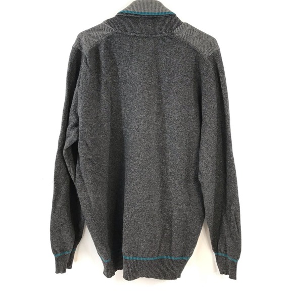 Concrete Casual Men's Shawl Collar Pullover Sweater Lambswool Blend Gray Large - Picture 2 of 9